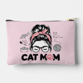 "Cat Mom" Funny Cute Cat Lover Women アクセサリーポーチ (裏面)
