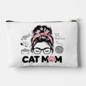 "Cat Mom" Funny Cute Cat Lover Women アクセサリーポーチ (裏面)