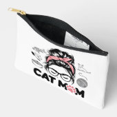 "Cat Mom" Funny Cute Cat Lover Women アクセサリーポーチ (見開き)