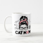"Cat Mom" Funny Cute Cat Lover Women コーヒーマグカップ (左)