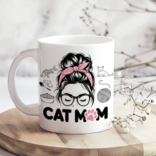 "Cat Mom" Funny Cute Cat Lover Women コーヒーマグカップ