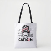 "Cat Mom" Funny Cute Cat Lover Women トートバッグ (正面)