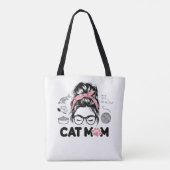 "Cat Mom" Funny Cute Cat Lover Women トートバッグ (裏面)