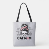 "Cat Mom" Funny Cute Cat Lover Women トートバッグ (裏面)