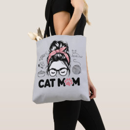 "Cat Mom" Funny Cute Cat Lover Women トートバッグ