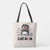 "Cat Mom" Funny Cute Cat Lover Women トートバッグ (裏面)