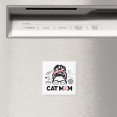 "Cat Mom" Funny Cute Cat Lover Women マグネット (インサイチュ (食洗機))