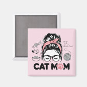 "Cat Mom" Funny Cute Cat Lover Women マグネット (正面/裏面)