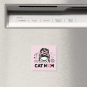 "Cat Mom" Funny Cute Cat Lover Women マグネット (インサイチュ (食洗機))