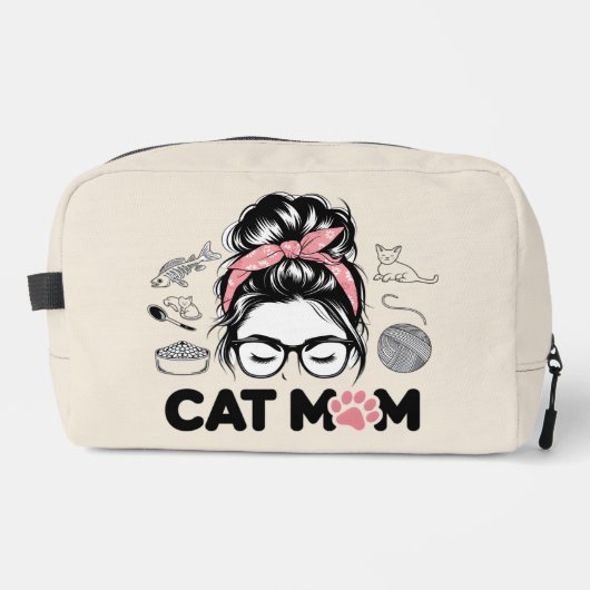 "Cat Mom" Funny Cute Cat Lover Women Dopp Kit ドップキット (正面)