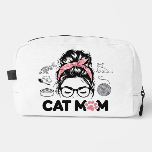 "Cat Mom" Funny Cute Cat Lover Women Dopp Kit ドップキット (正面)