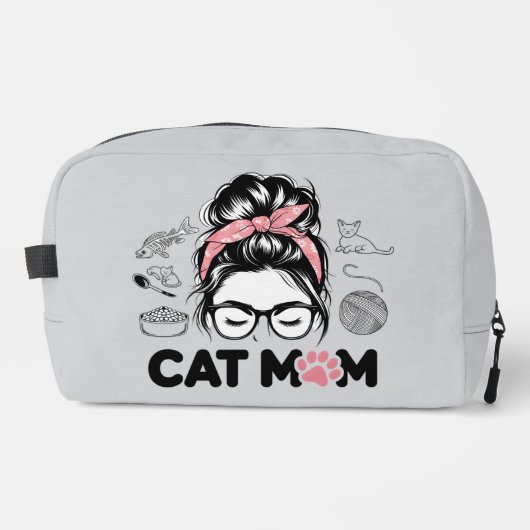 "Cat Mom" Funny Cute Cat Lover Women Dopp Kit ドップキット (正面)