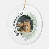 Cat Mom Gift – Floral Lavender Pet Lover Keepsake セラミックオーナメント (左)