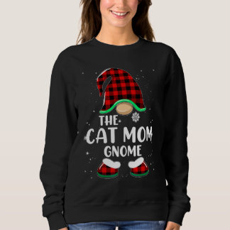 Cat Mom Gnome Buffalo Plaid Matching Family Christ スウェットシャツ