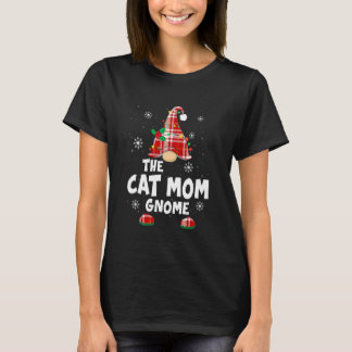Cat Mom Gnome Buffalo Plaid Matching Family Christ Tシャツ