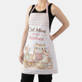 Cat Mom in the Kitchen Kawaii Pastel Gingham Pink エプロン (インサイチュ)