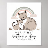 Cat Mom Kitten First Mother’s Day Pastel Nursery ポスター (正面)