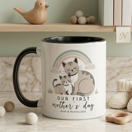 Cat Mom Kitten First Mother’s Day Soft Pastel Art マグカップ