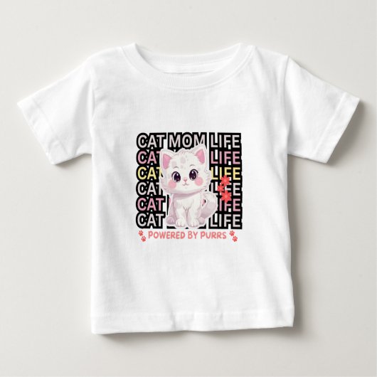 Cat Mom Life funny ベビーTシャツ (正面)