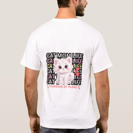 Cat Mom Life funny Tシャツ (裏面)