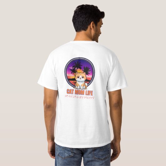 Cat Mom Life funny Tシャツ (裏面フル)