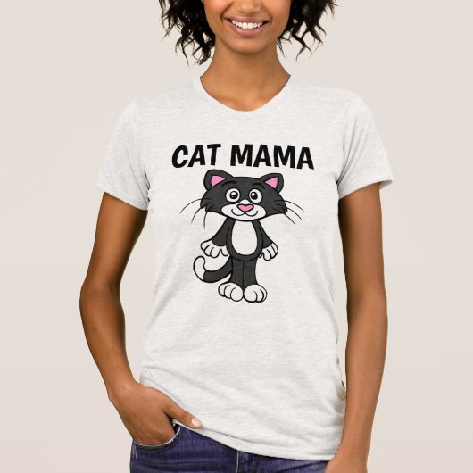 CAT MOM (MAMA)かわいいおもしろい猫Tシャツ Tシャツ (正面)