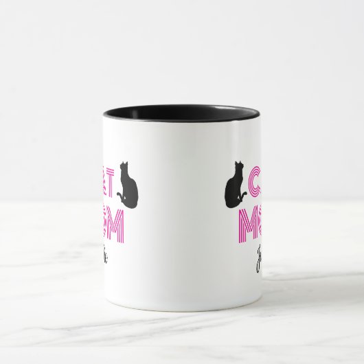 Cat Mom Mug Personalized with Cat Silhouettes マグカップ (中央)