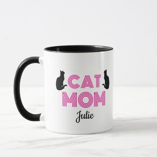 Cat Mom Mug Personalized with Cat Silhouettes マグカップ (左)