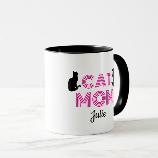 Cat Mom Mug Personalized with Cat Silhouettes マグカップ (正面右)