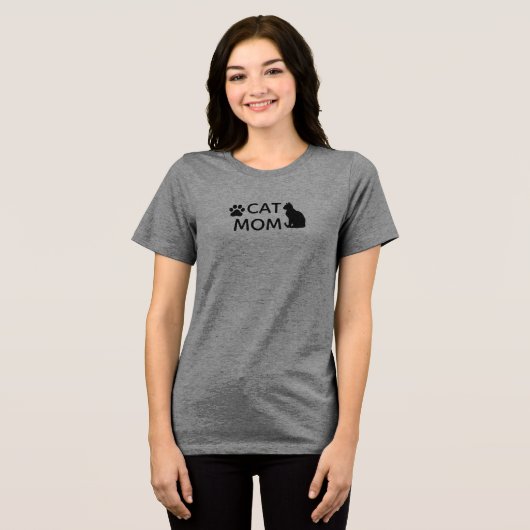 CAT MOM Paw Print T-Shirt | Women's Heather Grey トライブレンドＴシャツ (正面全面)