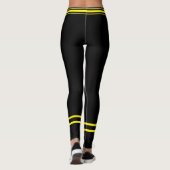 Cat Mom Pet Lover Name Black Yellow Stripes Custom レギンス (裏面)