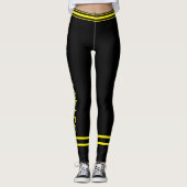 Cat Mom Pet Lover Name Black Yellow Stripes Custom レギンス (正面)