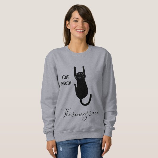 Cat Mom Pet Lover Script Name Personalized Grey スウェットシャツ (正面フル)