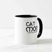 Cat Mom Pet Name Script Text Black White Customize マグカップ (正面右)