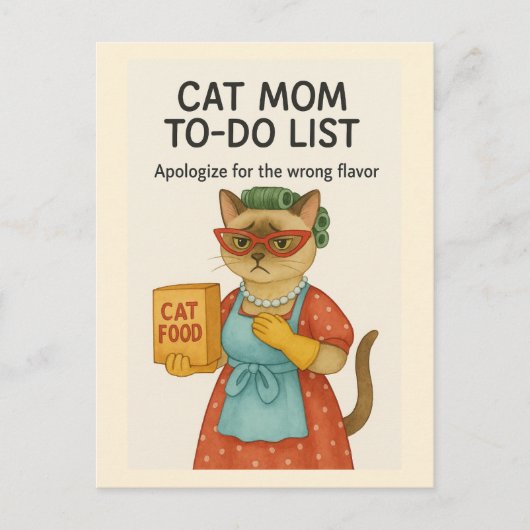 Cat Mom to doリストおもしろいことわざ猫好き ポストカード (正面)