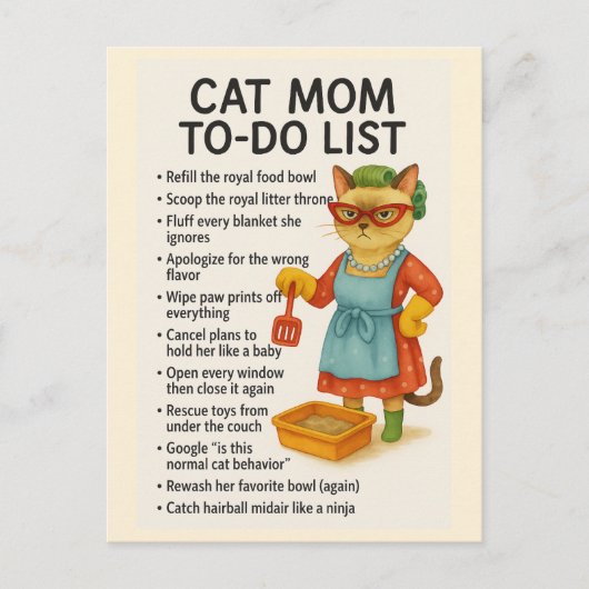 Cat Mom to doリストおもしろいことわざ猫好き ポストカード (正面)