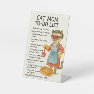 Cat Mom to do list おもしろい Home Deco 台座サイン