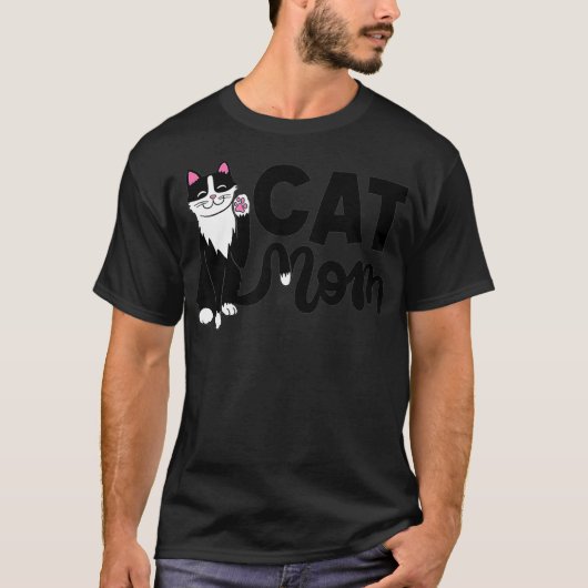 Cat Mom Tshirt, Cute Womens Cat , Cat Lover  Tシャツ (正面)
