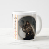 Cat mom Two photo striped pastel ジャンボコーヒーマグカップ (正面右)