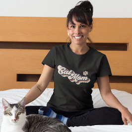 Cat Mom Vintage Groovy Text  Tシャツ