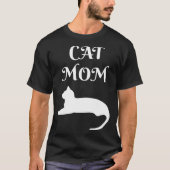 Cat Mom White On Black Tシャツ (正面)