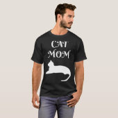 Cat Mom White On Black Tシャツ (正面フル)