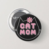 CAT MOM with Pink Flowerボタン 缶バッジ (正面&裏面)