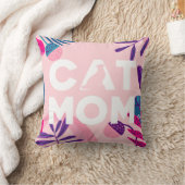 CAT MOM、Your Cat Photo、ピンクの花と葉 クッション (ブランケット)
