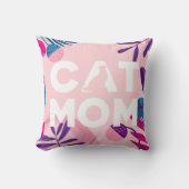 CAT MOM、Your Cat Photo、ピンクの花と葉 クッション (正面)