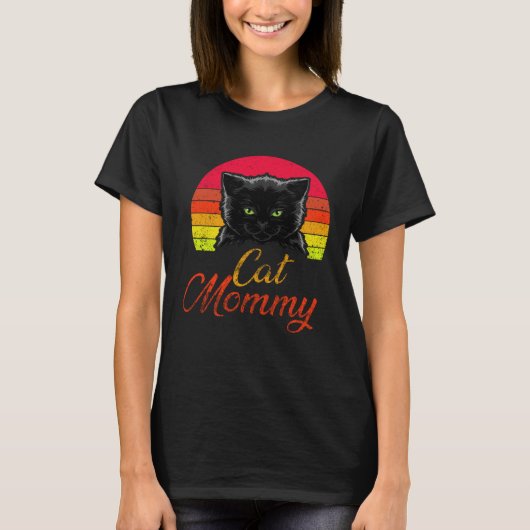 Cat Mommy Kitty Kitten  Mom Mama Mother s Day Retr Tシャツ (正面)