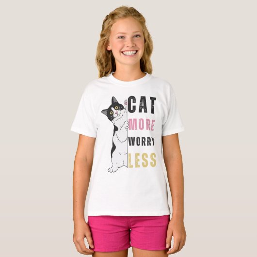 CAT More WORRY Less Tシャツ (正面フル)