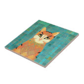 Cat moroccan mosaic ginger on turquoise background タイル (側面)
