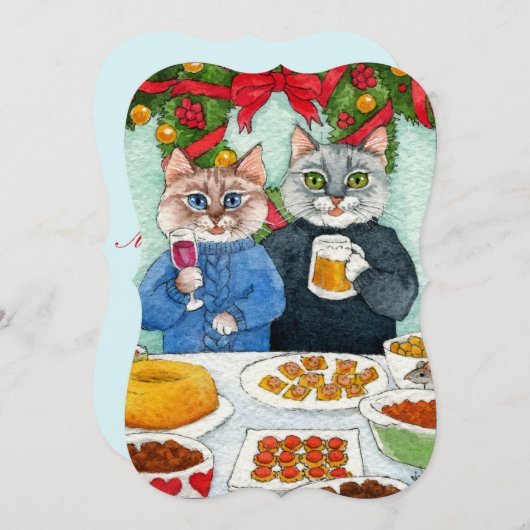 Cat Mouse Christmasパーティーカードまたは招待 シーズンカード (正面/裏面)