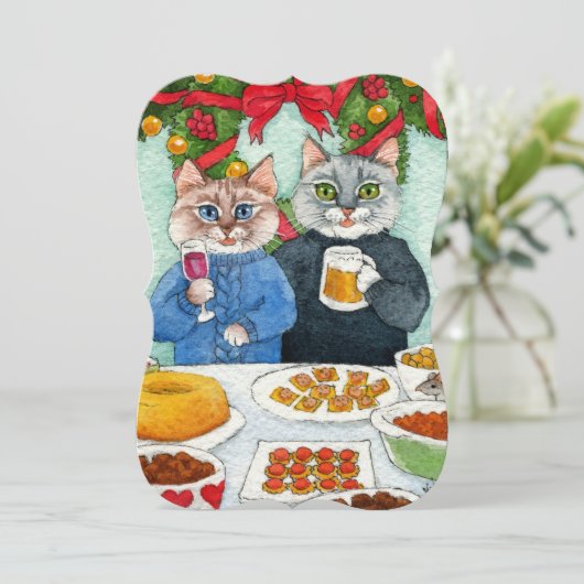 Cat Mouse Christmasパーティーカードまたは招待 シーズンカード (スタンド正面)